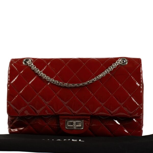 Chanel Red Patent Leather Maxi 2.55 Bag