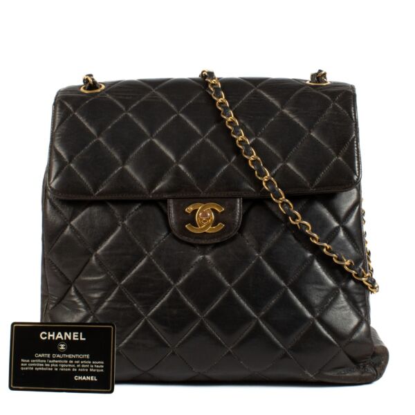 Chanel Black Lambskin Double Sided Classic Flap Trapeze Bag