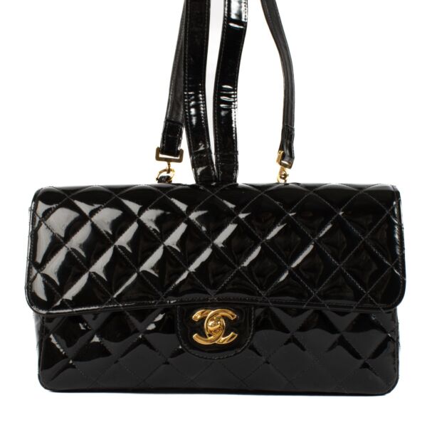 Chanel Black Quilted Patent Leather Classic Backpack