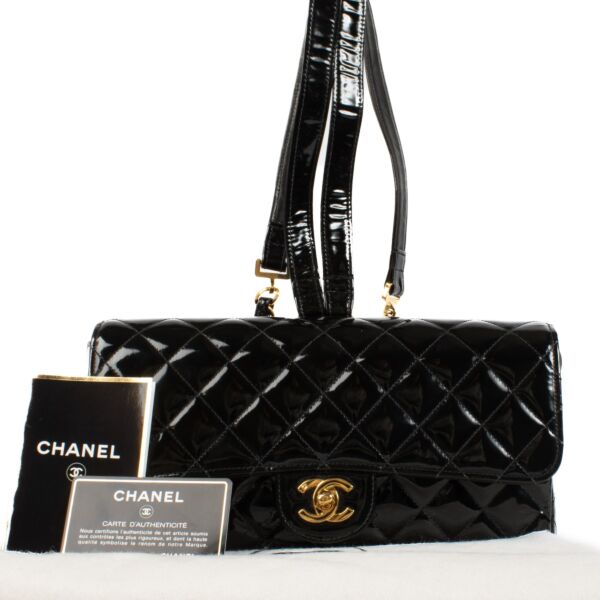 Chanel Black Quilted Patent Leather Classic Backpack