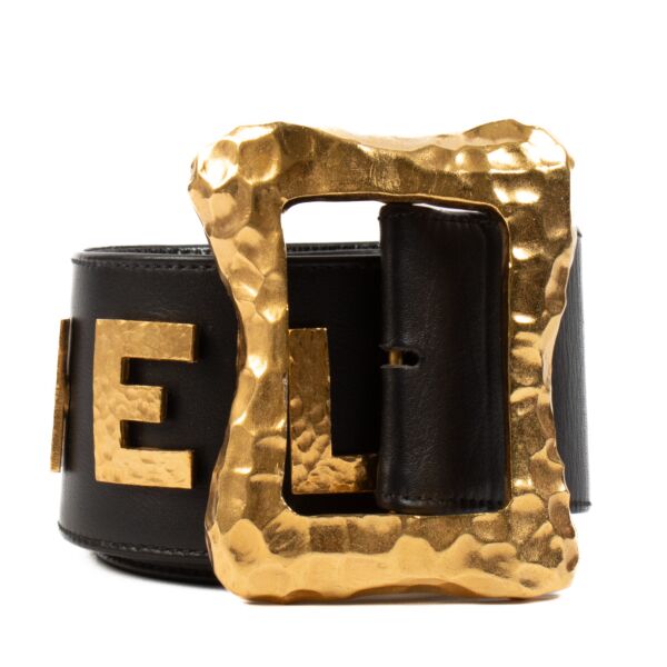 Chanel Black 93A Logo Belt - size 75