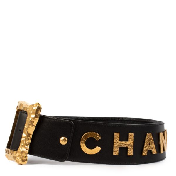 Chanel Black 93A Logo Belt - size 75