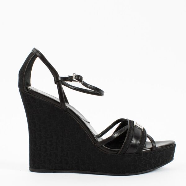 shop 100% authentic second hand Christian Dior Black Wedge Sandals - Size 40 on Labellov.com