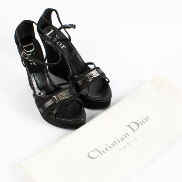 Christian Dior John Galliano Black Oblique Wedge Sandals - Size 40