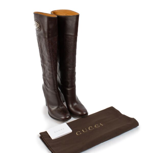 Gucci 85th Anniversary Brown Guccissima High Boots - Size 40