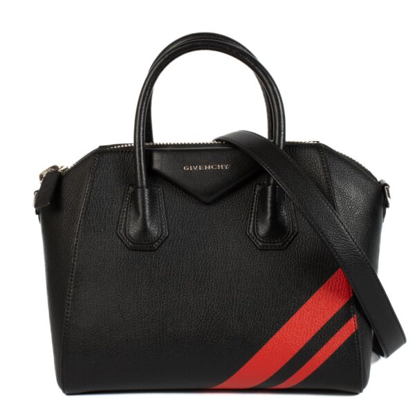 Givenchy Black Leather Striped Small Antigona Bag