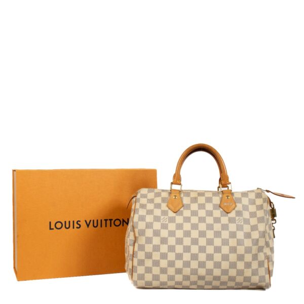 Louis Vuitton Beige Damier Azur Speedy 30 Top Handle Bag