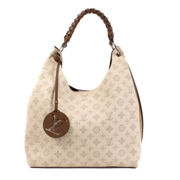 authentic second hand Louis Vuitton Creme Mahina Carmel Hobo Bag on Labellov.com