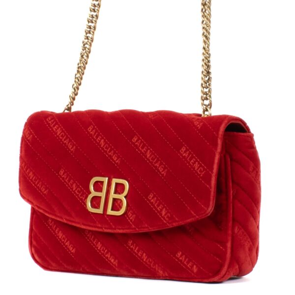 Balenciaga Red Velvet BB Chain Bag
