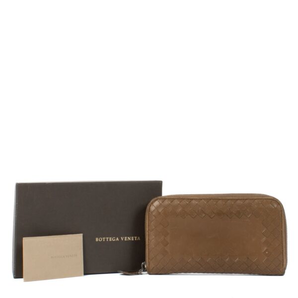 Bottega Veneta Brown Intrecciato Zip-Around Wallet