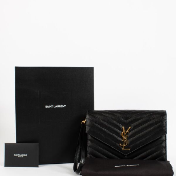 Saint Laurent Black Matelasse Cassandre Flap Pouch