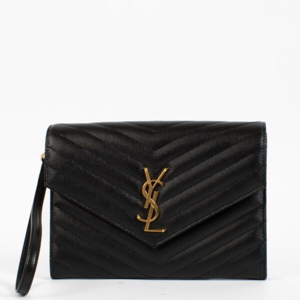 Saint Laurent Black Matelasse Cassandre Flap Pouch aan de beste prijs bij Labellov tweedehands