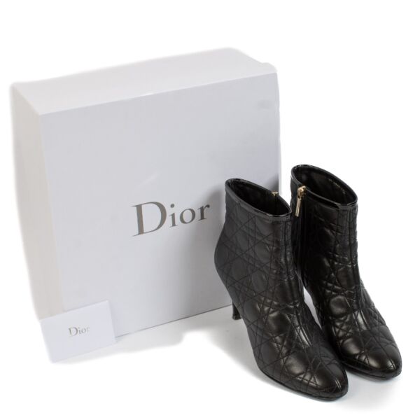 Christian Dior Black Cannage Ankle Boots - Size 40 1/2