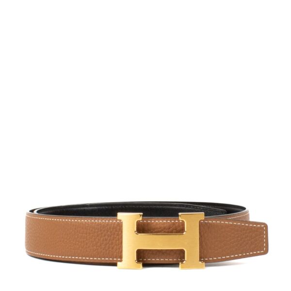 Hermès Gold/Black Reversible H Buckle Belt