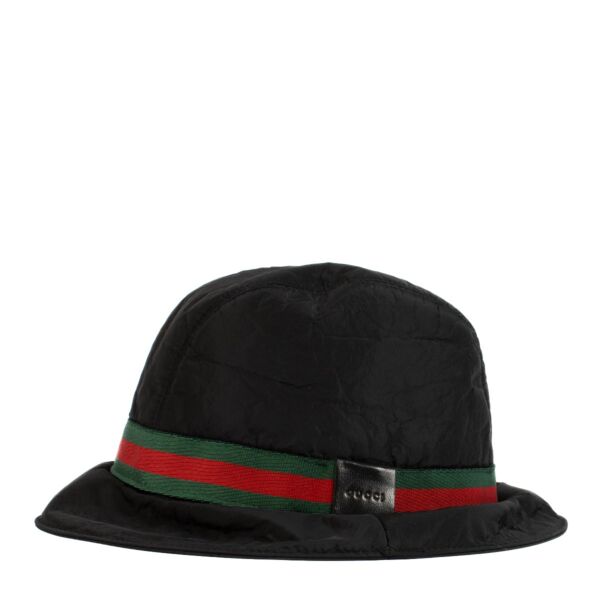 Gucci Black Nylon Web Bucket Hat