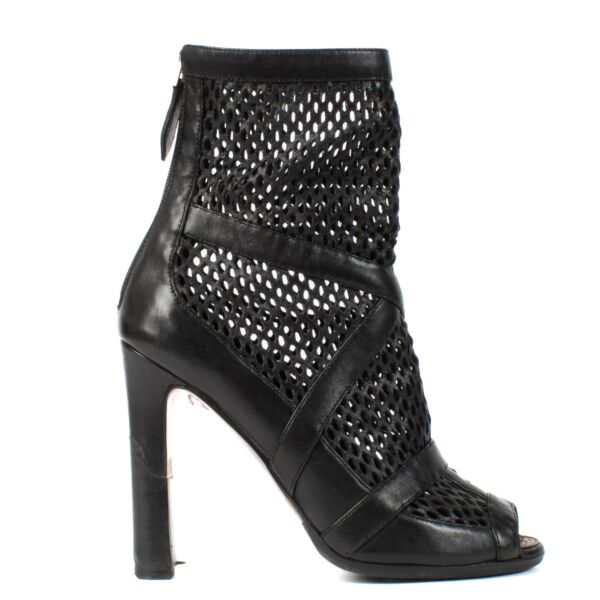 Alaïa Black Cut-out Leather Open Toe Ankle Boots - Size 36