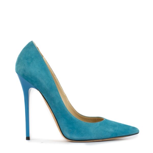 Jimmy Choo Turquoise Suède Anouk 120 Heels - Size 36,5