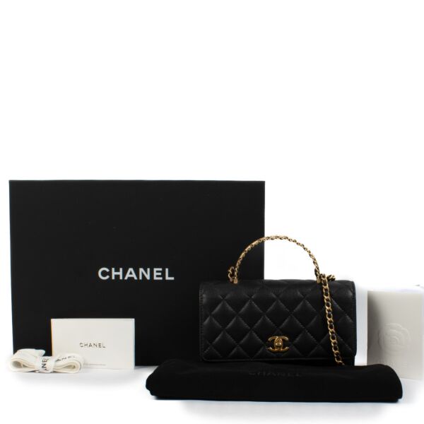 Chanel Black Shiny Caviar WOC Pick Me Up Wallet on Chain Bag