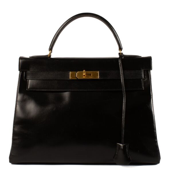 Vintage Hermès Kelly 32 Black Box GHW