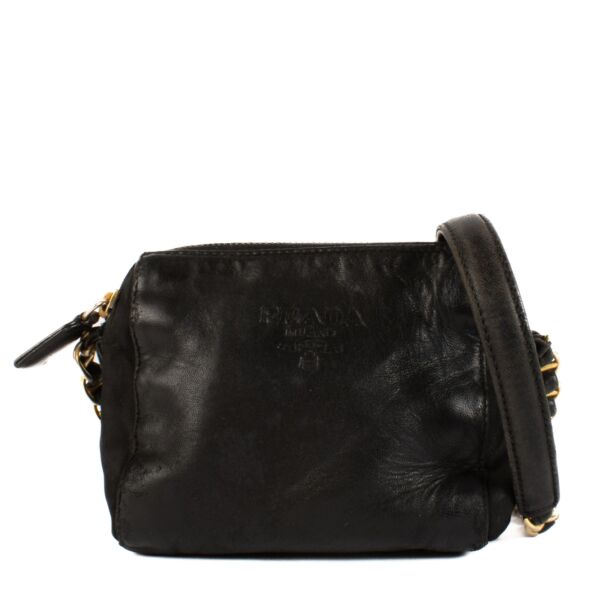 Prada Black Leather and Nylon Mini Chain Bag