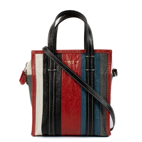 Shop 100% authentic Balenciaga Multicolor Striped Bazar XS Bag at Labellov.com.