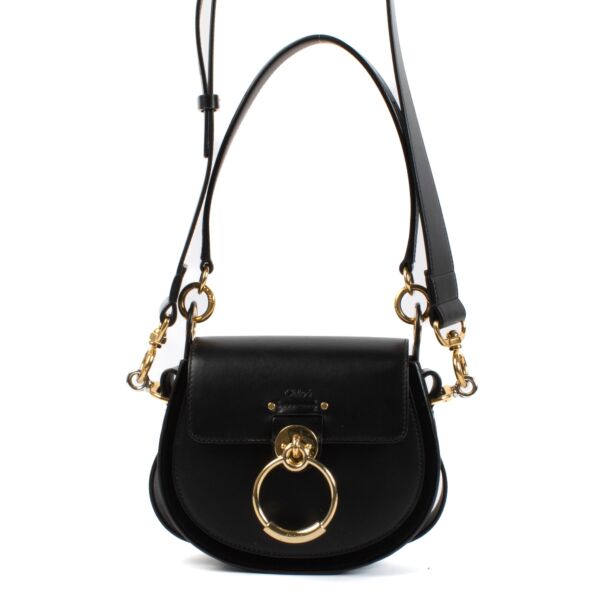 Chloé Black Shiny Leather Small Tess Bag now for sale on Labellov website with designer items in good condition 
