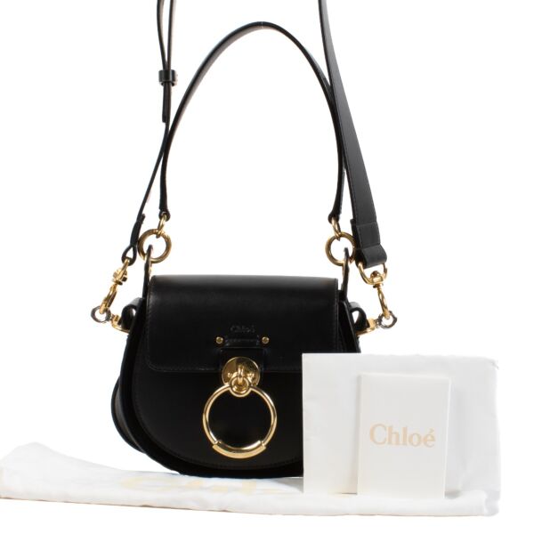 Chloé Black Shiny Leather Small Tess Bag