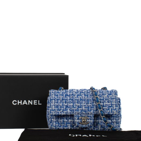 Chanel Blue Tweed Mini Classic Flap Bag