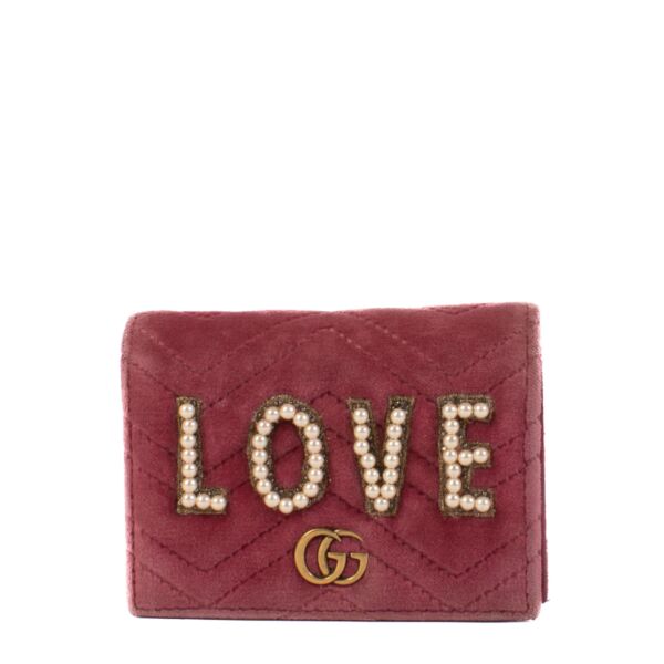 Gucci Marmont Pink Velvet Love Wallet