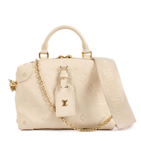 Shop safe online at Labellov in Antwerp, Brussels and Knokke this 100% authentic second hand Louis Vuitton Neige Monogram Empreinte Petite Malle Souple Bag