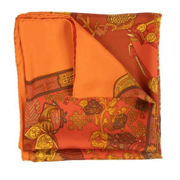 Shop 100% authentic secondhand Hermès Orange Art Des Steppes Scarf on Labellov.com