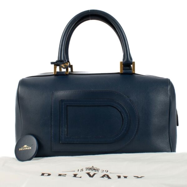 Delvaux Blue Leather Louise Boston Bag 