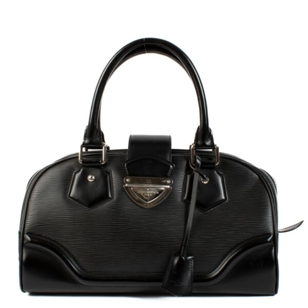 Shop 100% authentic Louis Vuitton Black Epi Leather Montaigne GM Bowling Bag at Labellov.com.