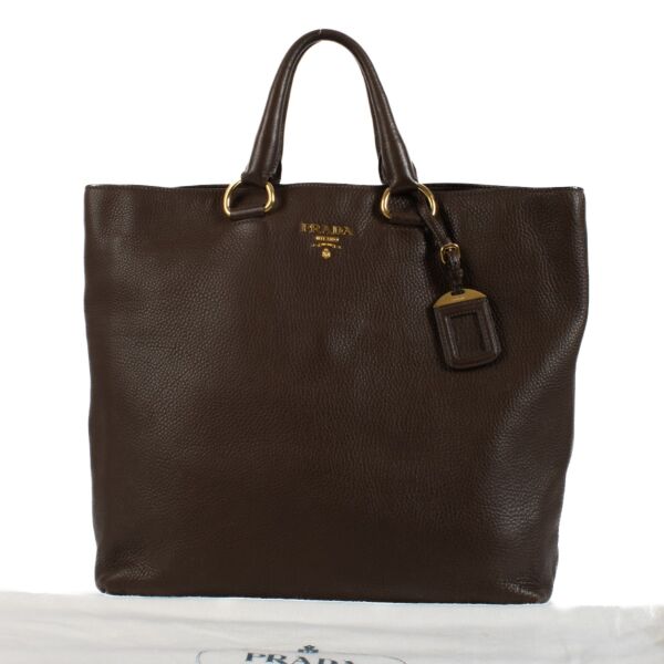 Prada Brown Leather Tote Bag