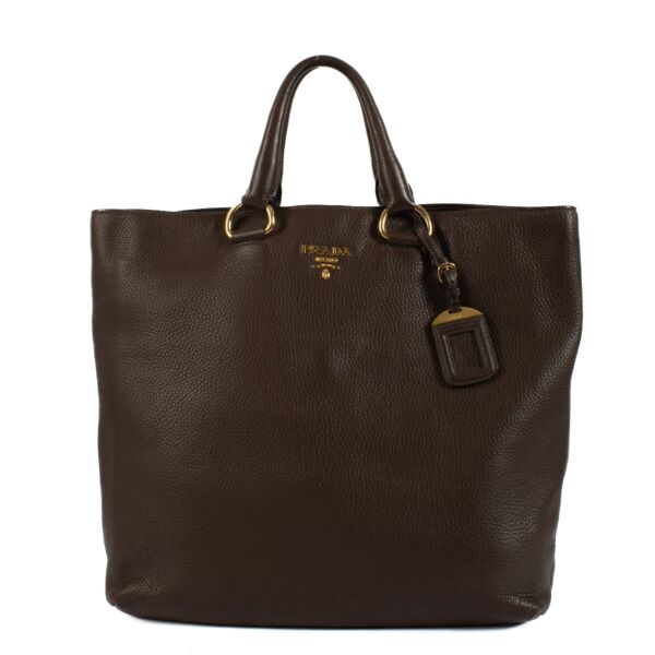 Shop 100% authentic Prada Brown Leather Tote Bag at Labellov.com.
