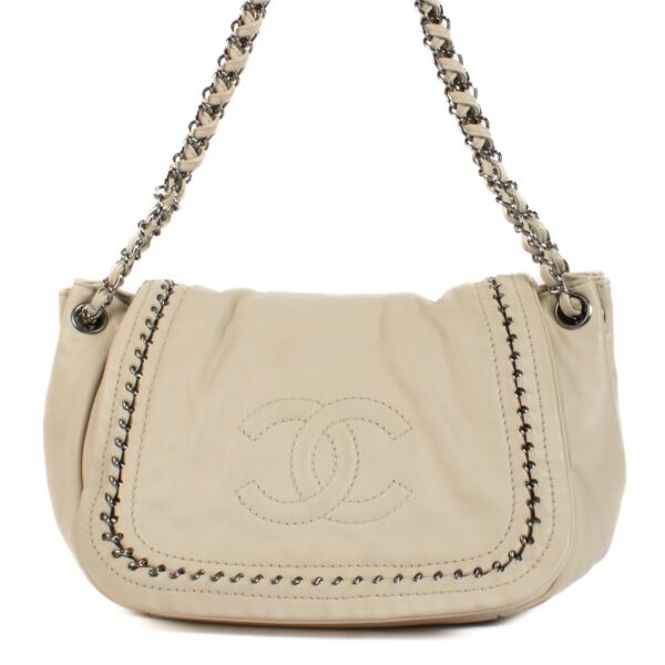 Shop 100% authentic Chanel Beige Chain Flap Shoulder bag at Labellov.com.