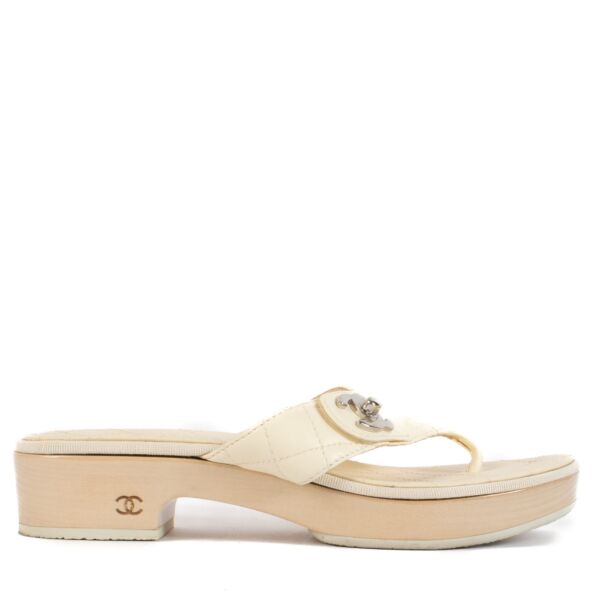 shop 100% authentic second hand Chanel White Sandals - Size 38 on Labellov.com