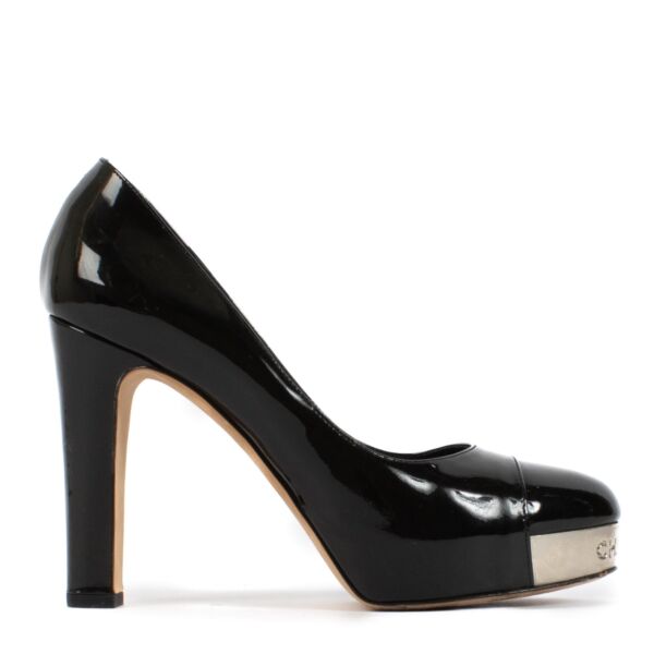 shop 100% authentic second hand Chanel Black Patent Heels - Size 38 1/2 on Labellov.com