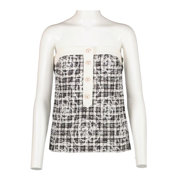 Chanel White Tweed Strapless Top - Size 38