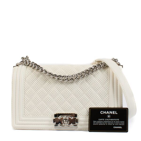 Chanel White Perforated Medium Boy Crossbody Bag