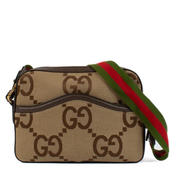 Gucci Monogram GG Jumbo Messenger Crossbody Bag