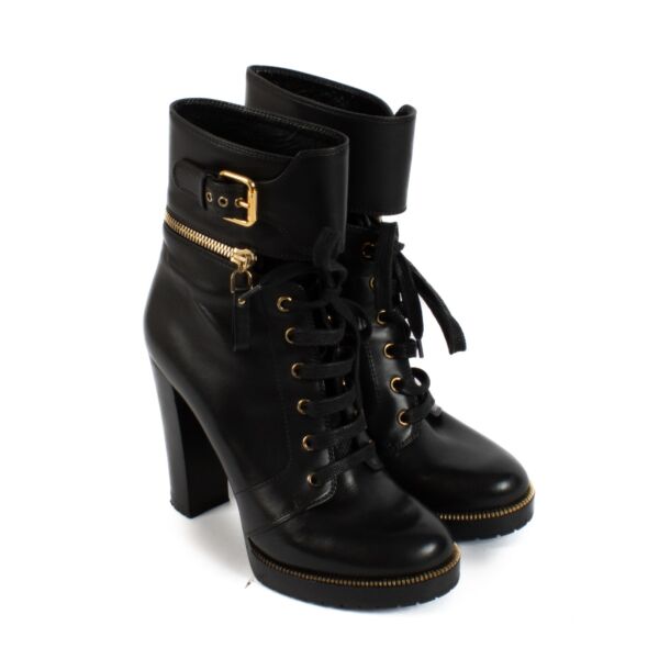 Sergio Rossi Black Leather Zip and Buckle Boots - Size 38,5