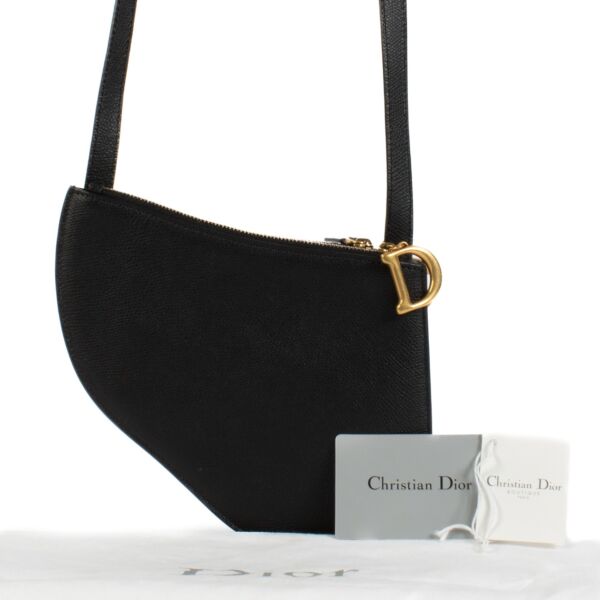 Christian Dior Black Leather Saddle Crossbody Bag