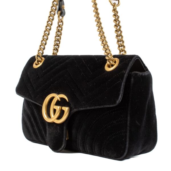 Gucci Black Velvet GG Marmont Small Bag