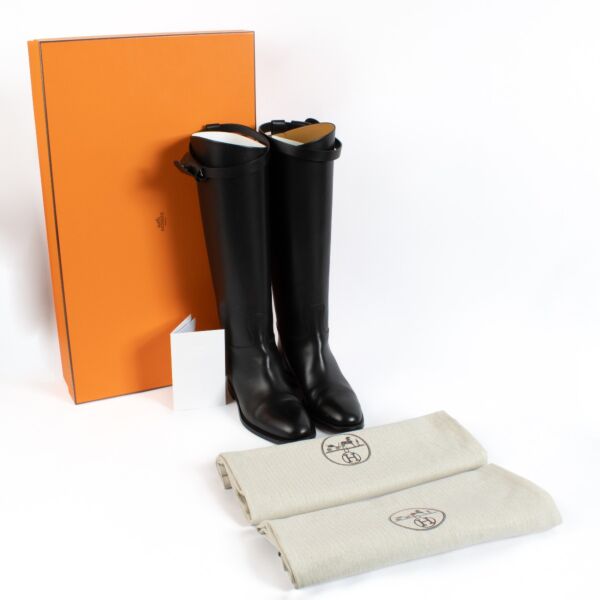 Hermès Black Leather Jumping Boots - Size 37 1/2