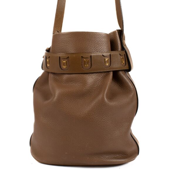 Shop 100% authentic Delvaux Brown Calicot Bucket Bag at Labellov.com.