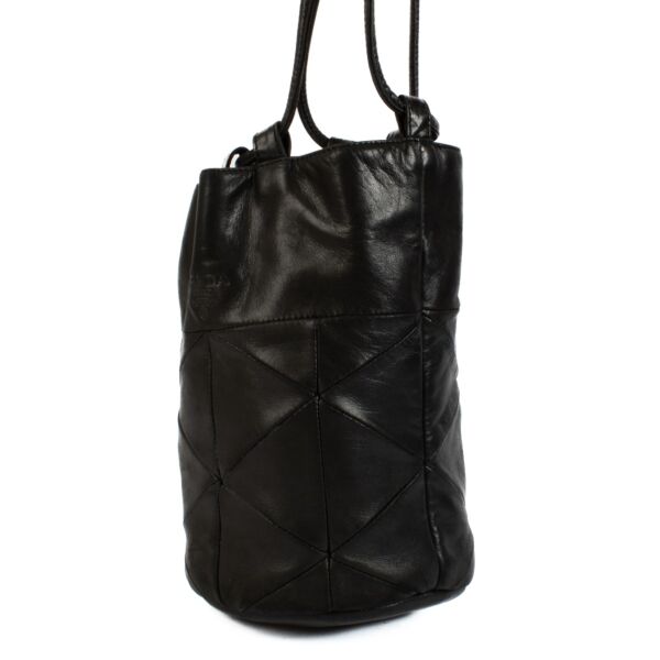 Prada Black Leather Small Bucket Bag