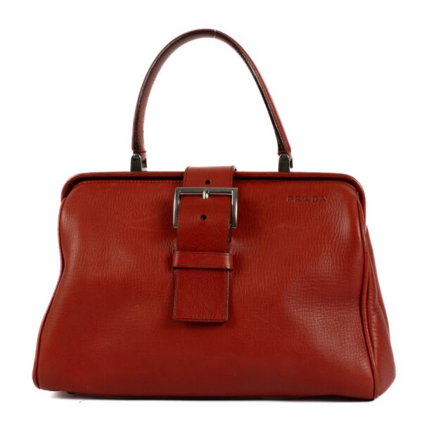 Shop 100% authentic Prada Red Leather Top handle Bag at Labellov.com.