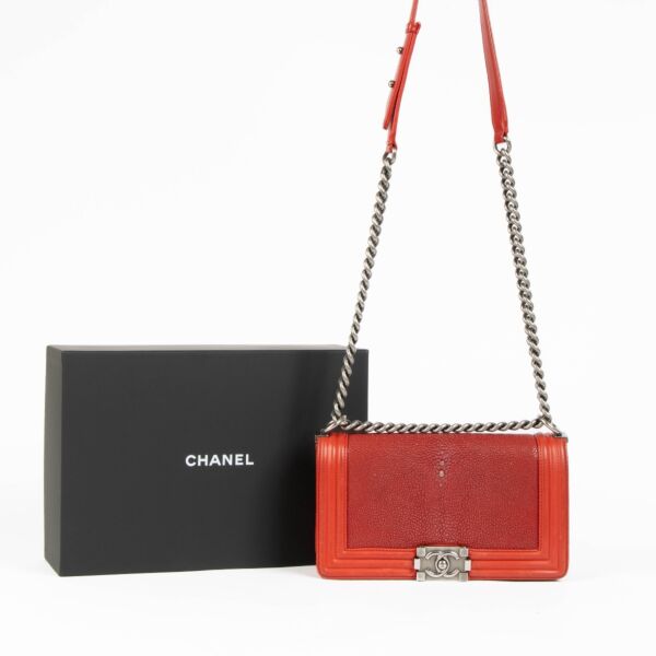 Chanel Red Galuchat Medium Boy Chanel Bag
