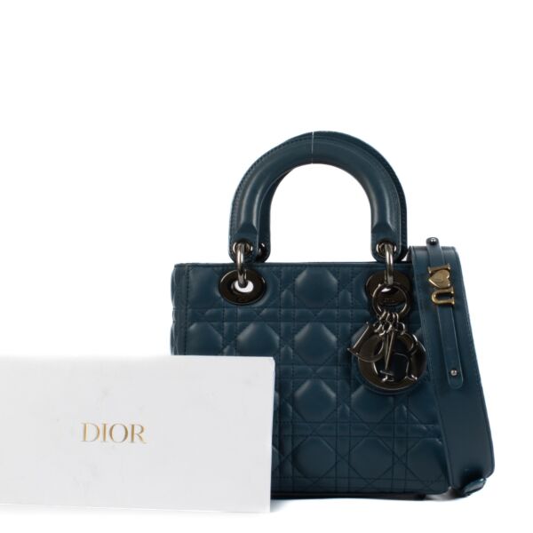 Christian Dior Blue Lambskin Small Lady Dior My ABCDior Bag